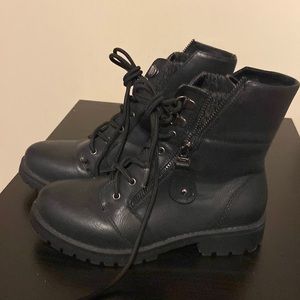 White mountain black combat boots